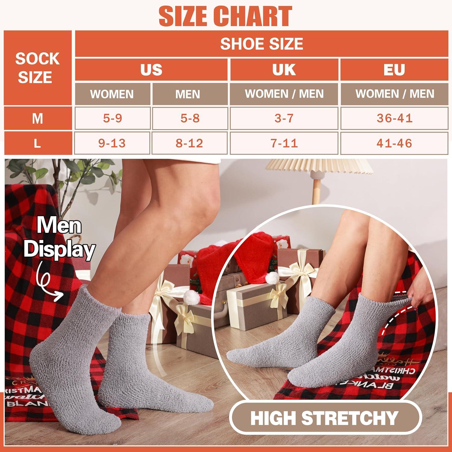 imageFuzzy Socks Fluffy Thick Warm Winter Soft Cozy Plush Sleep Home Fleece Cabin Soft House Socks for Women MenBlack Grey White
