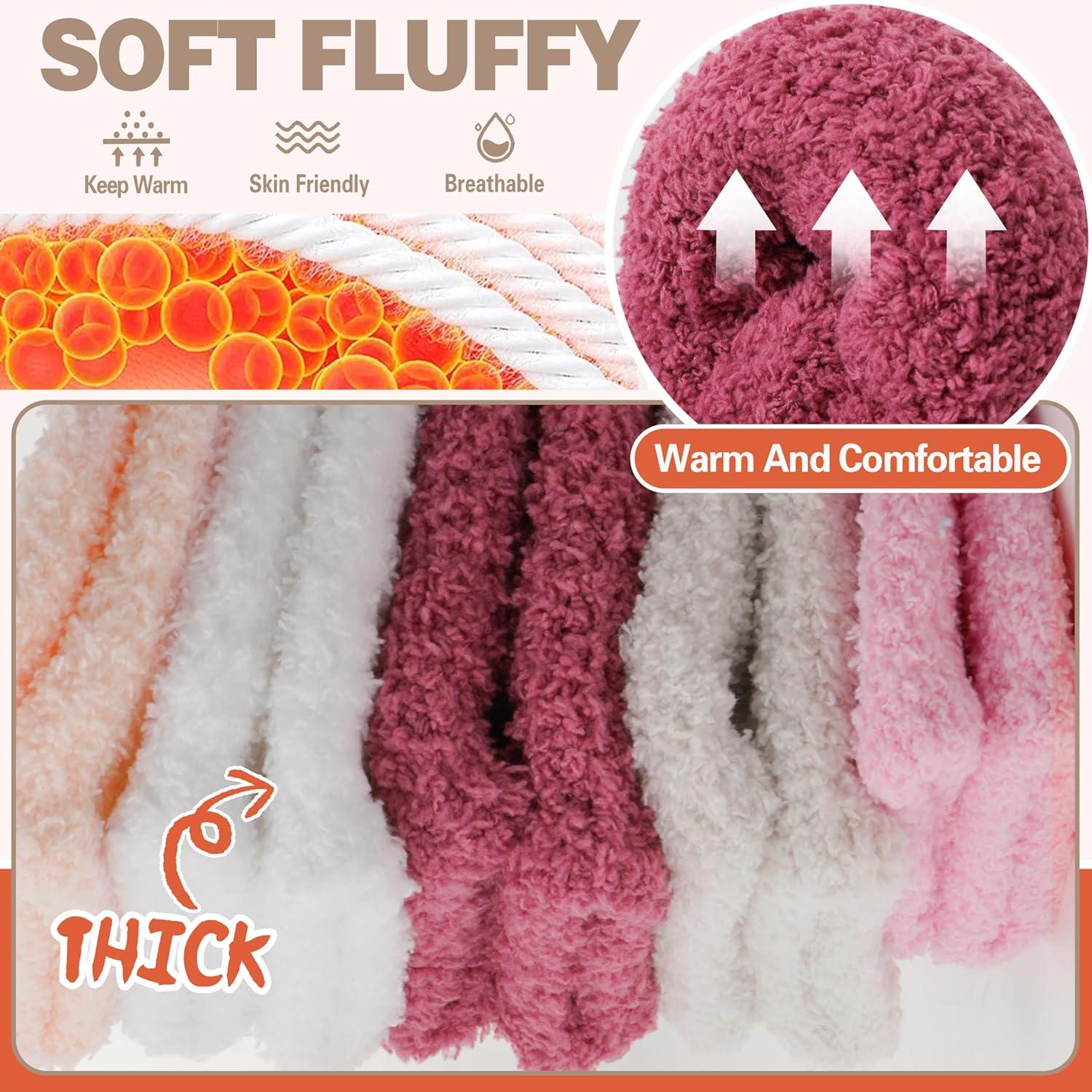 imageFuzzy Socks Fluffy Thick Warm Winter Soft Cozy Plush Sleep Home Fleece Cabin Soft House Socks for Women MenBright Colors