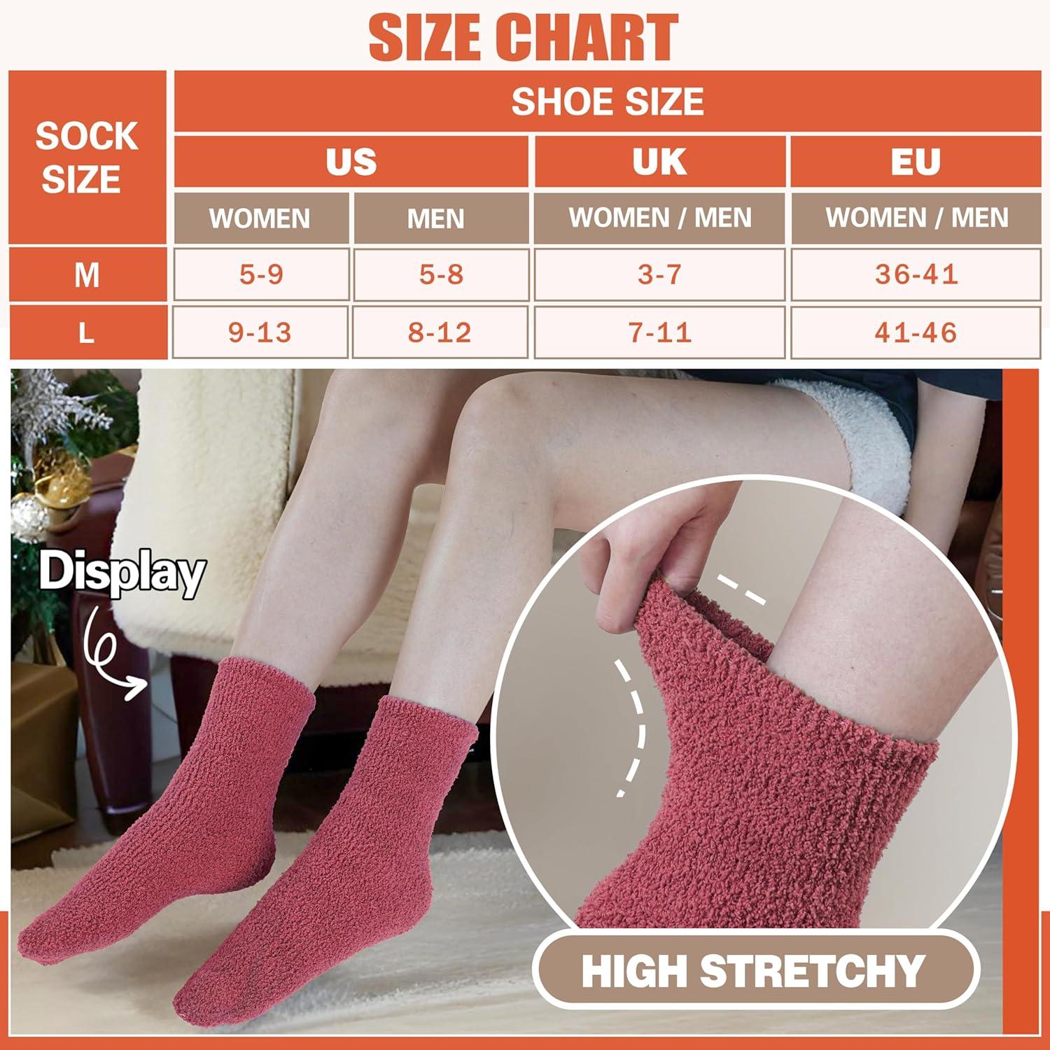 imageFuzzy Socks Fluffy Thick Warm Winter Soft Cozy Plush Sleep Home Fleece Cabin Soft House Socks for Women MenBright Colors