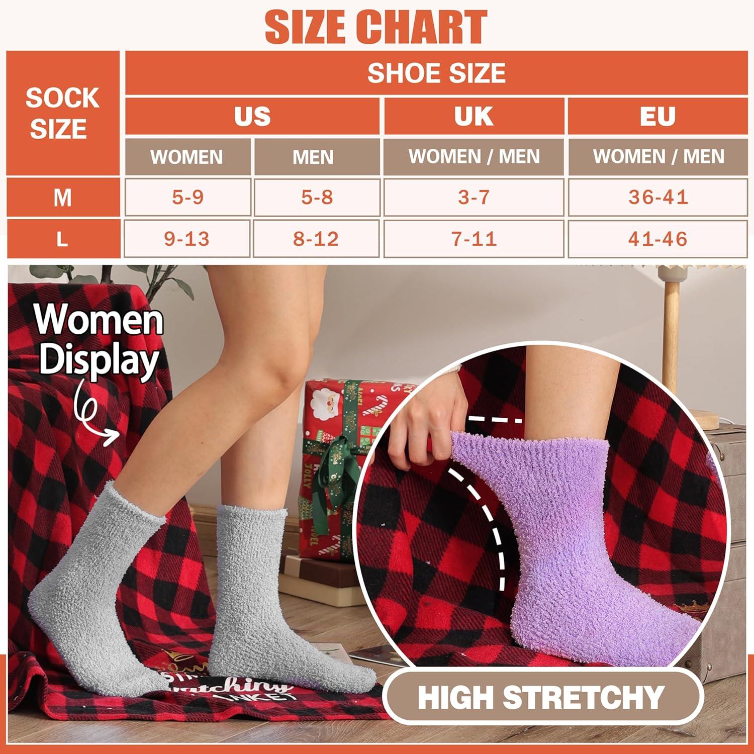 imageFuzzy Socks Fluffy Thick Warm Winter Soft Cozy Plush Sleep Home Fleece Cabin Soft House Socks for Women MenCandy Colors