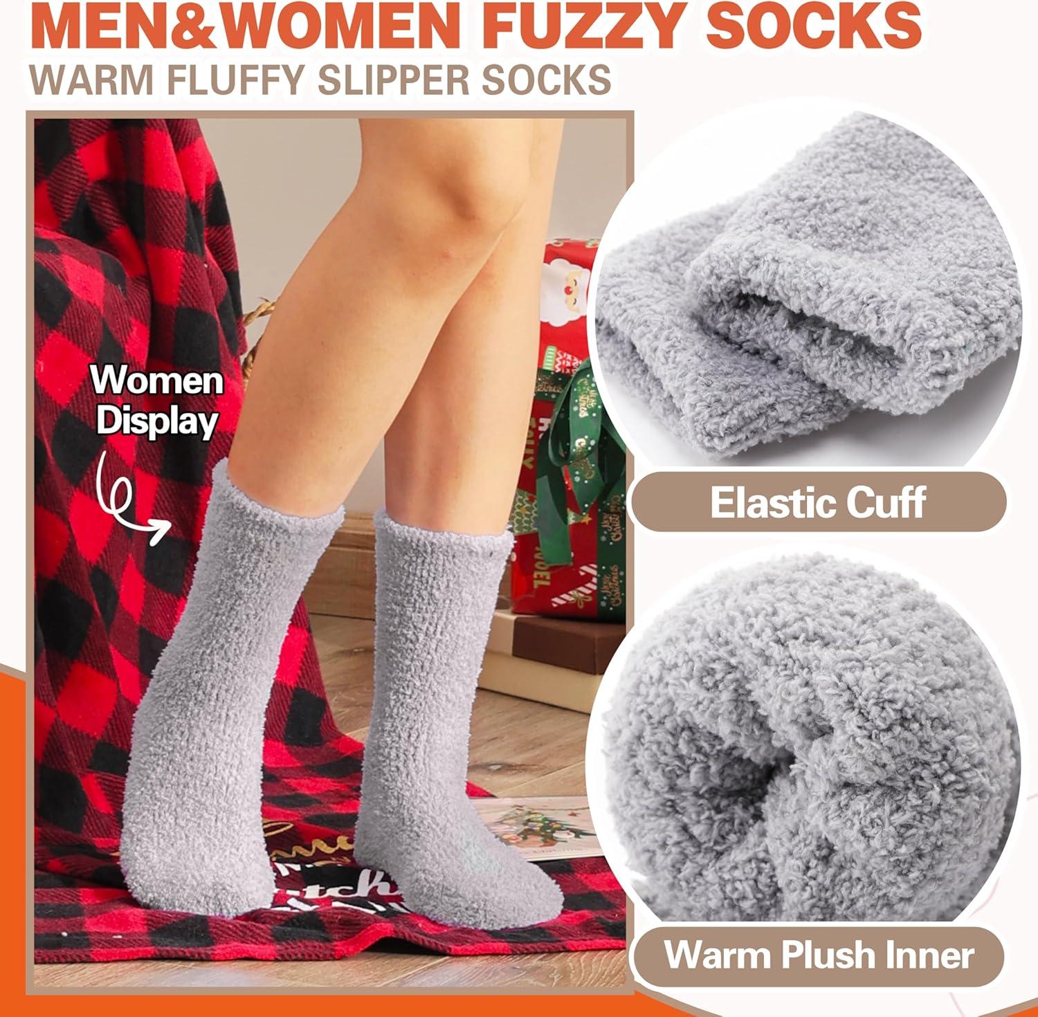 imageFuzzy Socks Fluffy Thick Warm Winter Soft Cozy Plush Sleep Home Fleece Cabin Soft House Socks for Women MenCandy Colors
