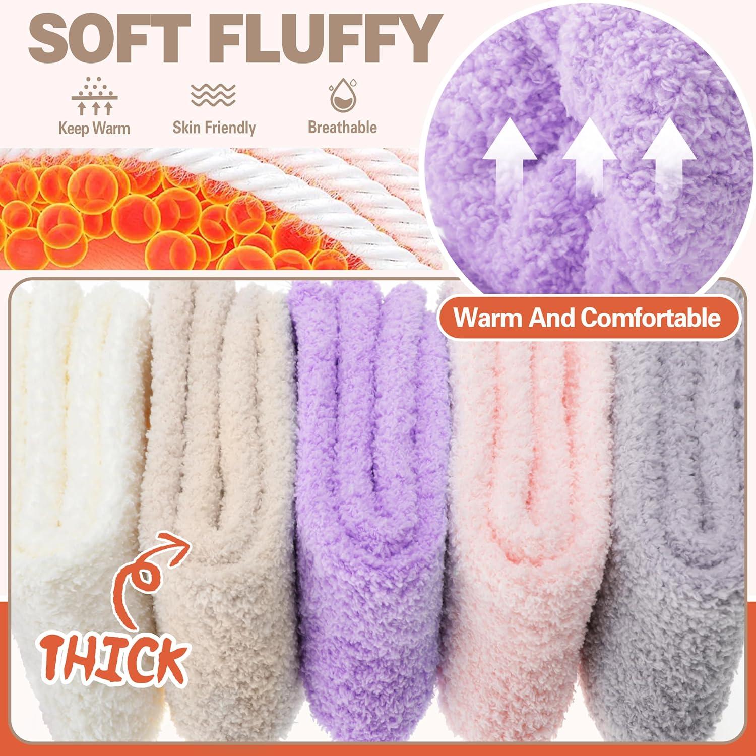 imageFuzzy Socks Fluffy Thick Warm Winter Soft Cozy Plush Sleep Home Fleece Cabin Soft House Socks for Women MenCandy Colors
