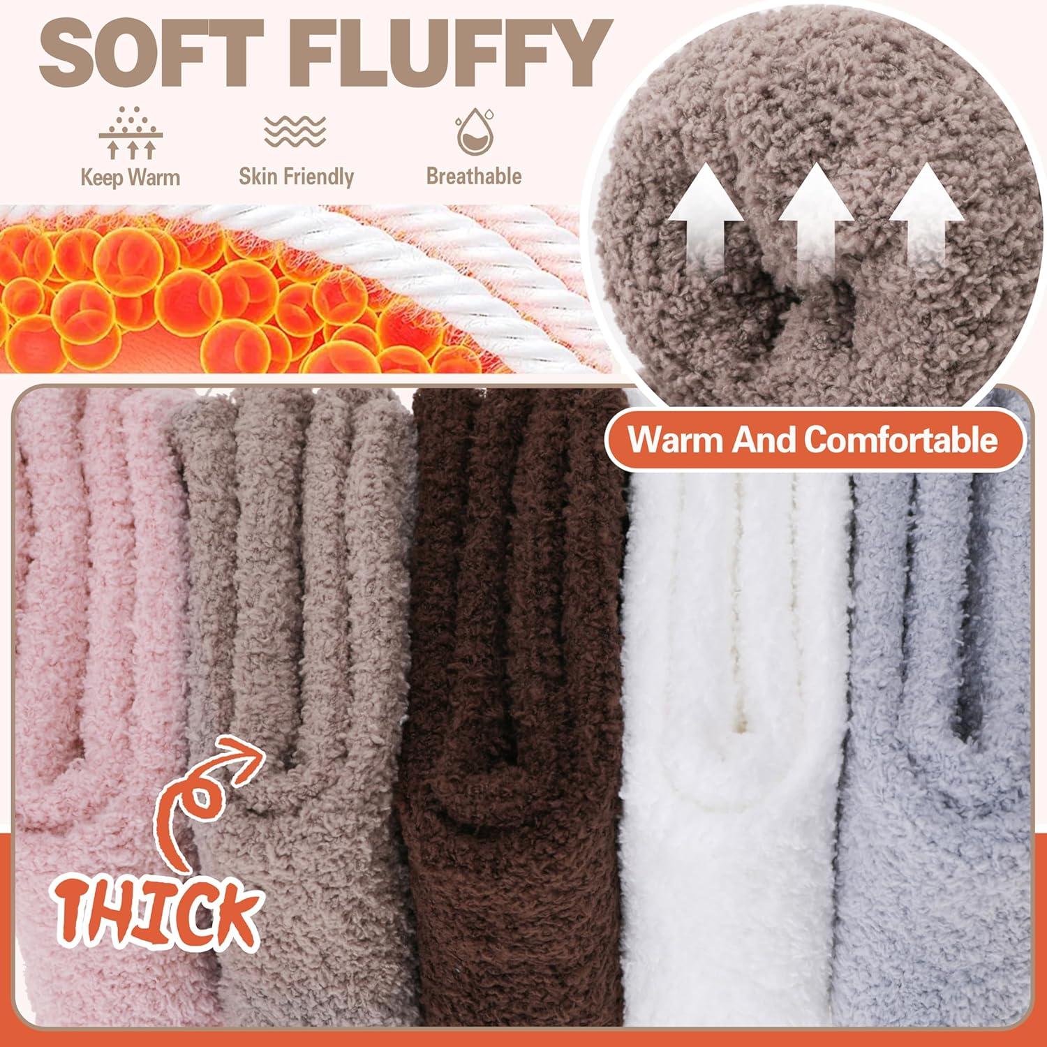 imageFuzzy Socks Fluffy Thick Warm Winter Soft Cozy Plush Sleep Home Fleece Cabin Soft House Socks for Women MenKhakiGreyBrownPinkWhite