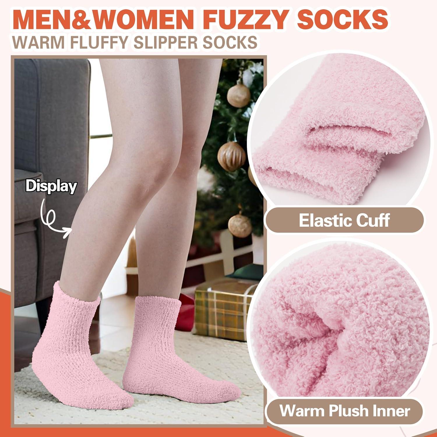 imageFuzzy Socks Fluffy Thick Warm Winter Soft Cozy Plush Sleep Home Fleece Cabin Soft House Socks for Women MenKhakiGreyBrownPinkWhite