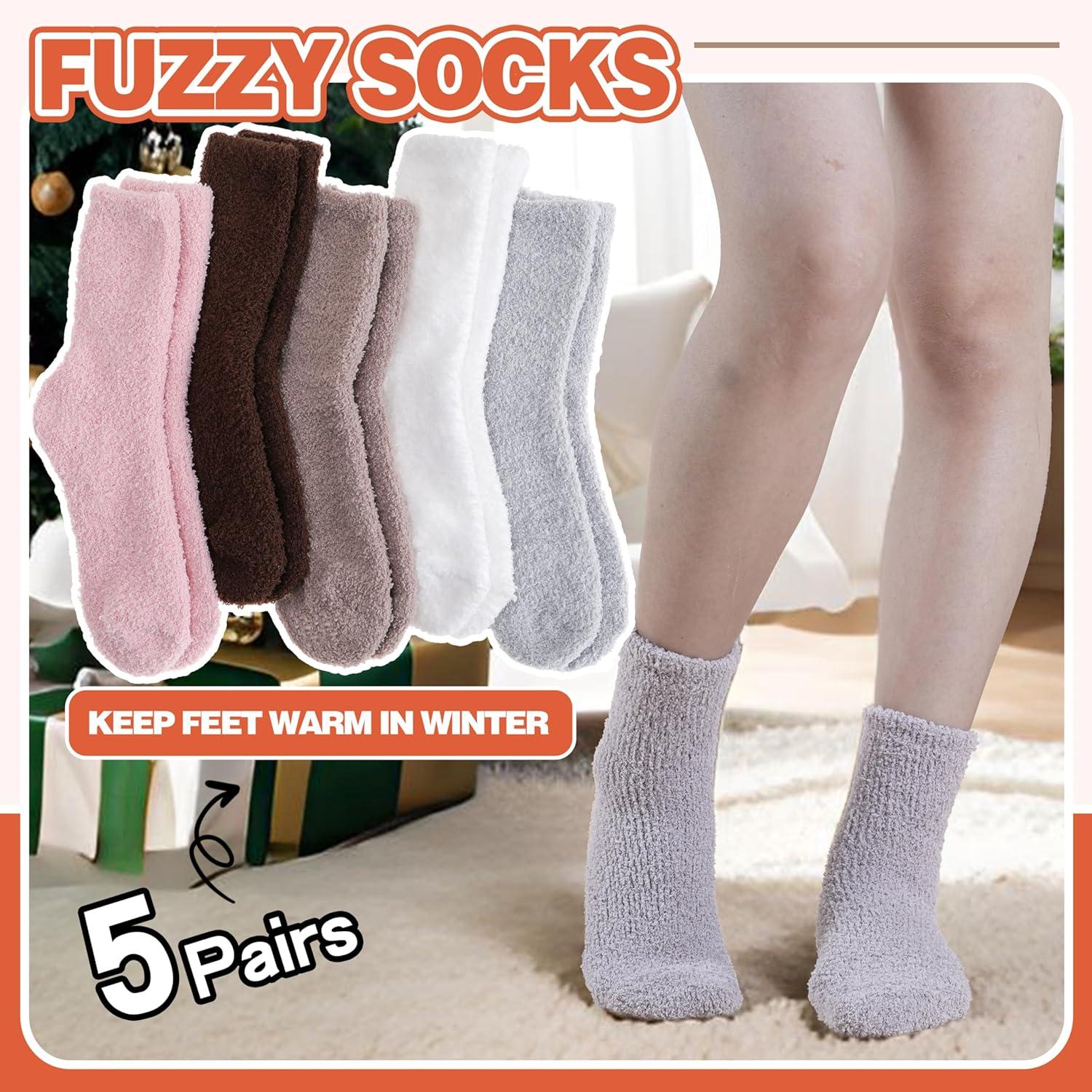 imageFuzzy Socks Fluffy Thick Warm Winter Soft Cozy Plush Sleep Home Fleece Cabin Soft House Socks for Women MenKhakiGreyBrownPinkWhite