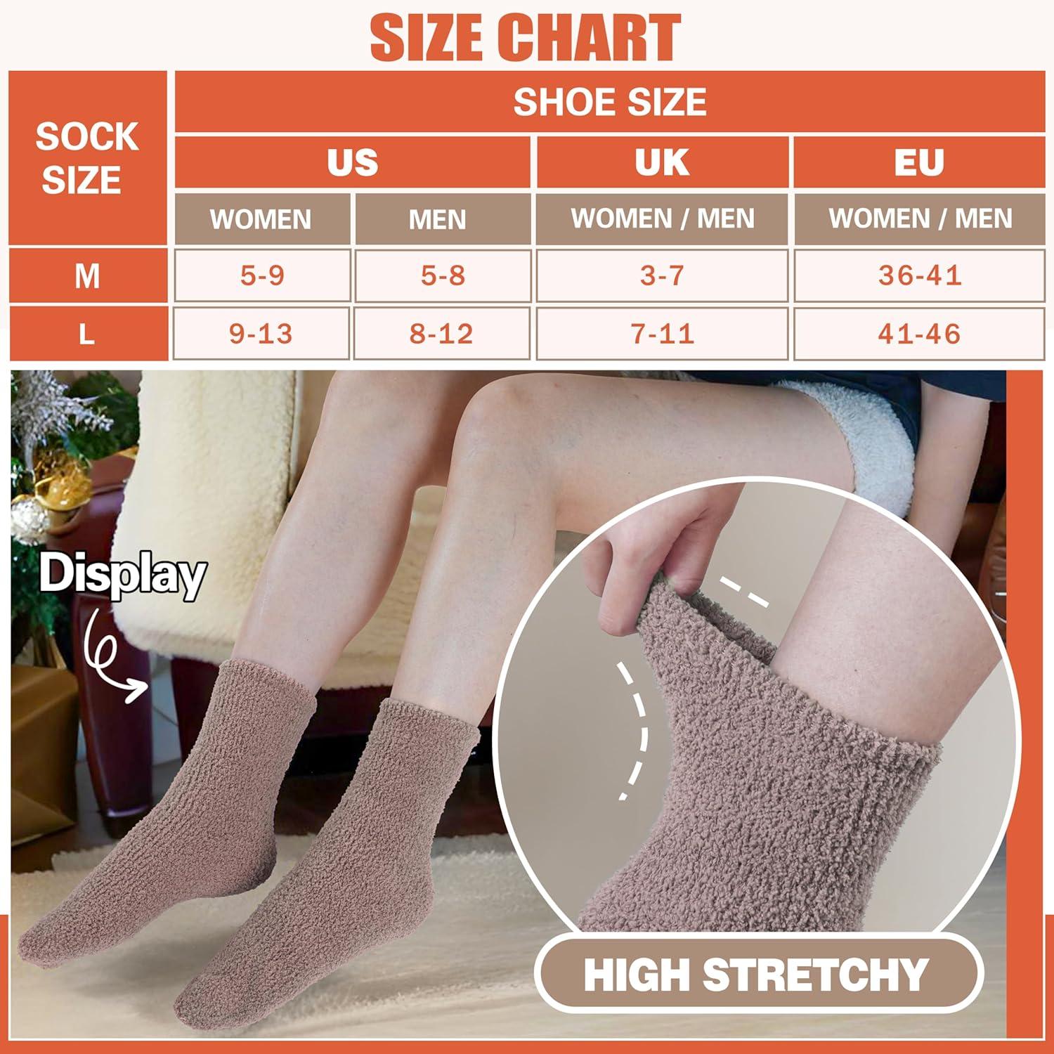 imageFuzzy Socks Fluffy Thick Warm Winter Soft Cozy Plush Sleep Home Fleece Cabin Soft House Socks for Women MenKhakiGreyBrownPinkWhite