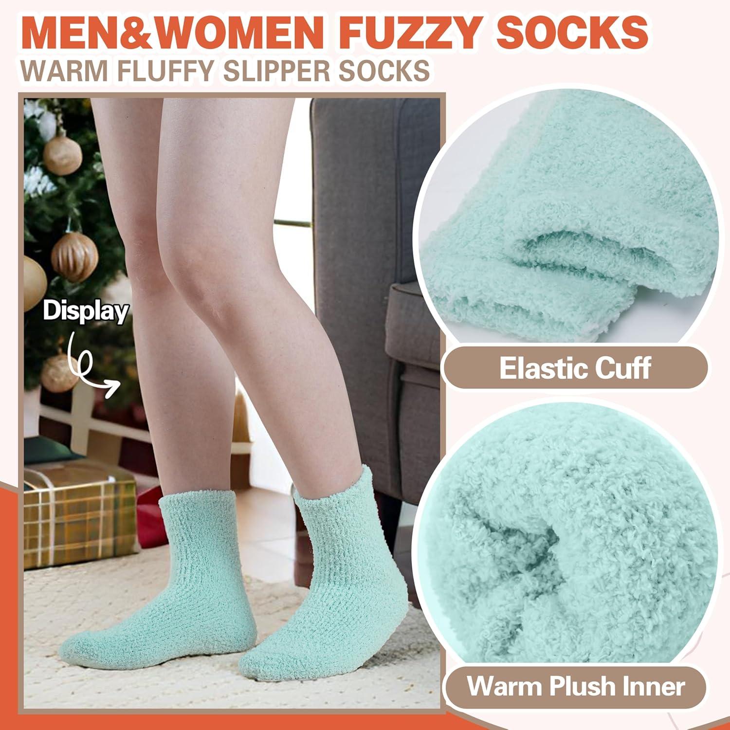 imageFuzzy Socks Fluffy Thick Warm Winter Soft Cozy Plush Sleep Home Fleece Cabin Soft House Socks for Women MenLight Colors