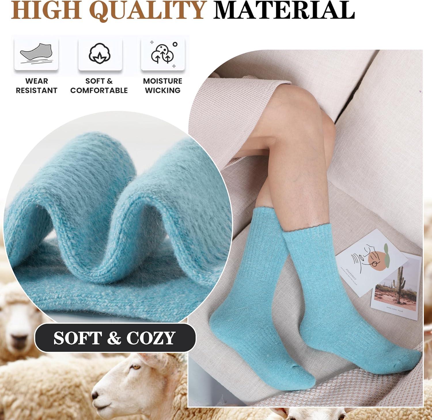 imageMOGGEI 5 Pairs Womens Merino Wool Socks Hiking Warm Winter Thick Thermal Crew Cozy Cabin Ladies Gift Comfy Boot Work SocksColor Series