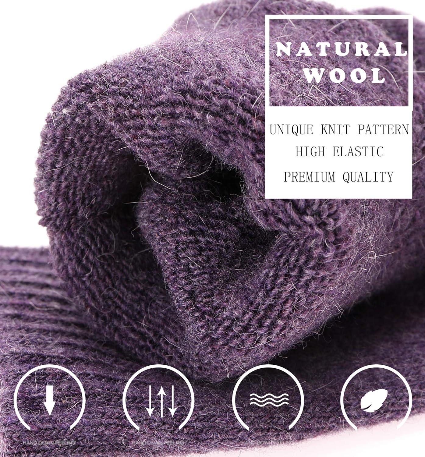 imageMOGGEI 5 Pairs Womens Merino Wool Socks Hiking Warm Winter Thick Thermal Crew Cozy Cabin Ladies Gift Comfy Boot Work SocksSolid Color B