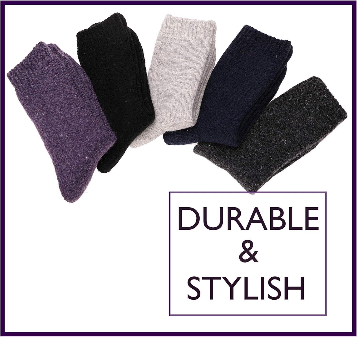 imageMOGGEI 5 Pairs Womens Merino Wool Socks Hiking Warm Winter Thick Thermal Crew Cozy Cabin Ladies Gift Comfy Boot Work SocksSolid Color B