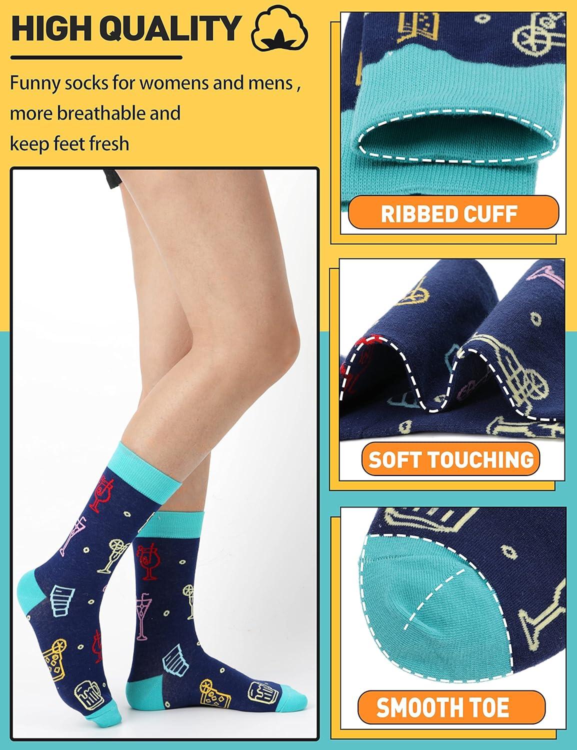 imageMOGGEI Funny Socks for Men Women Fun Cozy Crazy Novelty Fashion Breathable Printed Cotton Boot SocksFast Food A12 Pairs