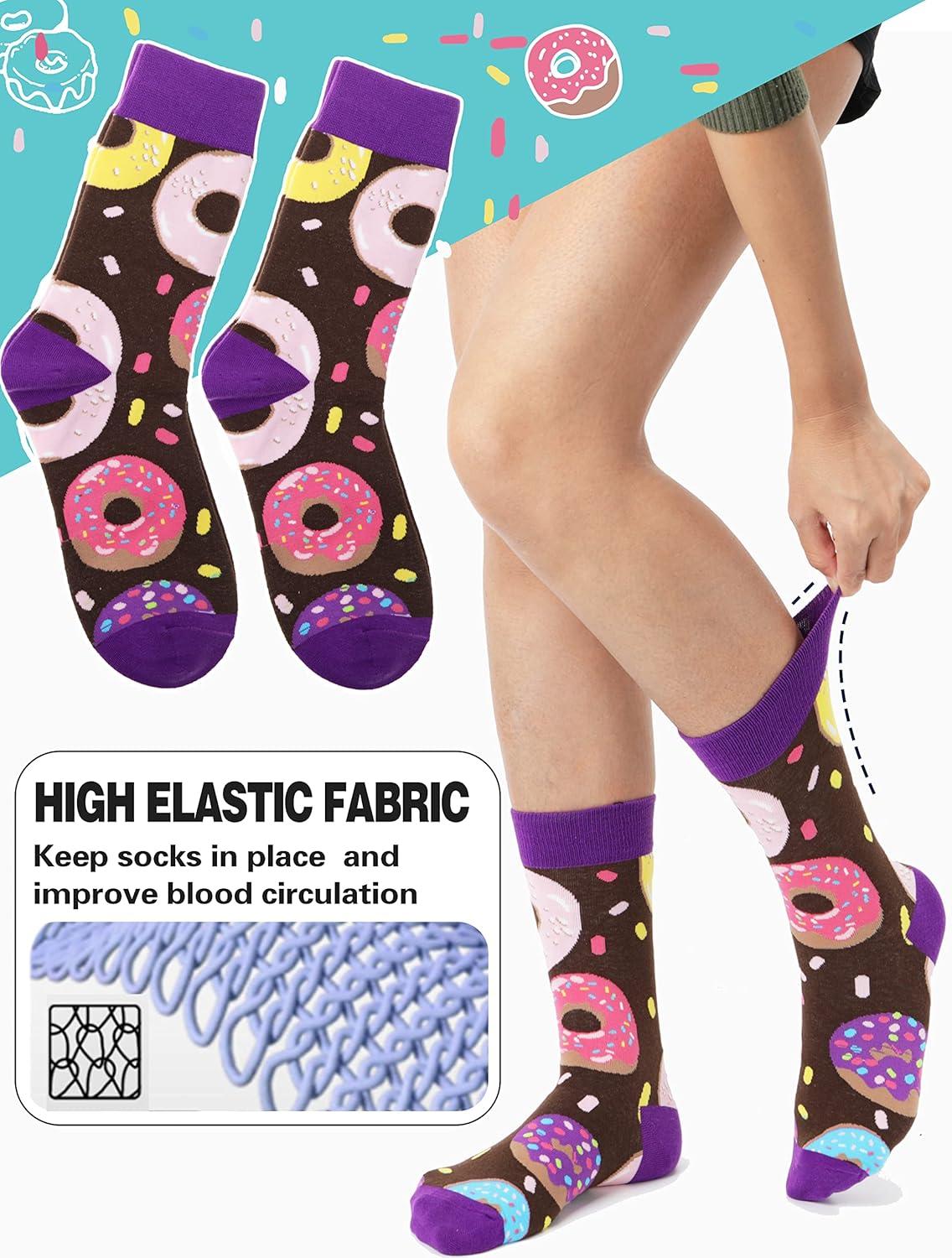 imageMOGGEI Funny Socks for Men Women Fun Cozy Crazy Novelty Fashion Breathable Printed Cotton Boot SocksFast Food A12 Pairs