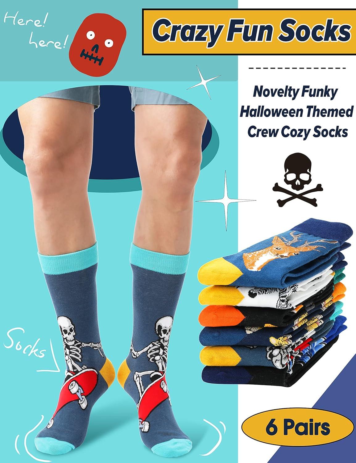 imageMOGGEI Funny Socks for Men Women Fun Cozy Crazy Novelty Fashion Cotton Boot Breathable Printed 6 PairsAnimal Pattern B6 Pairs