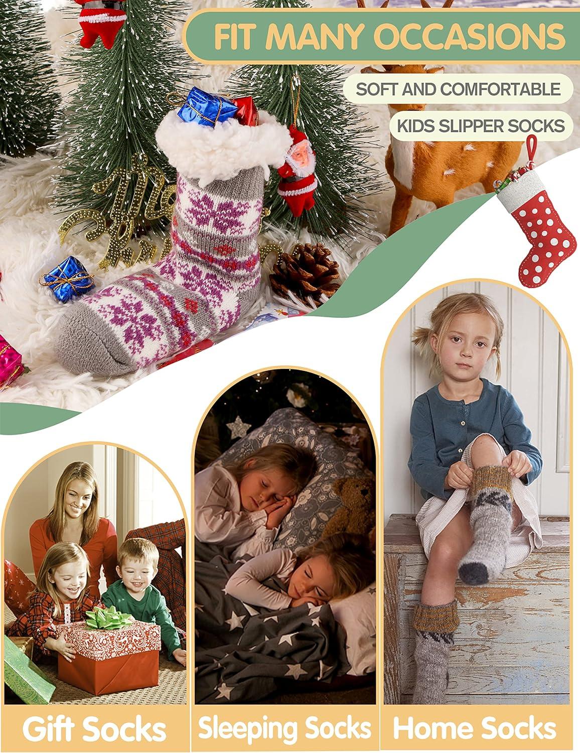 imageMOGGEI Girls Slipper Fuzzy Socks Kids Boys Fluffy Fleece Lined Warm Plush Sherpa Winter Child Home SocksGrey