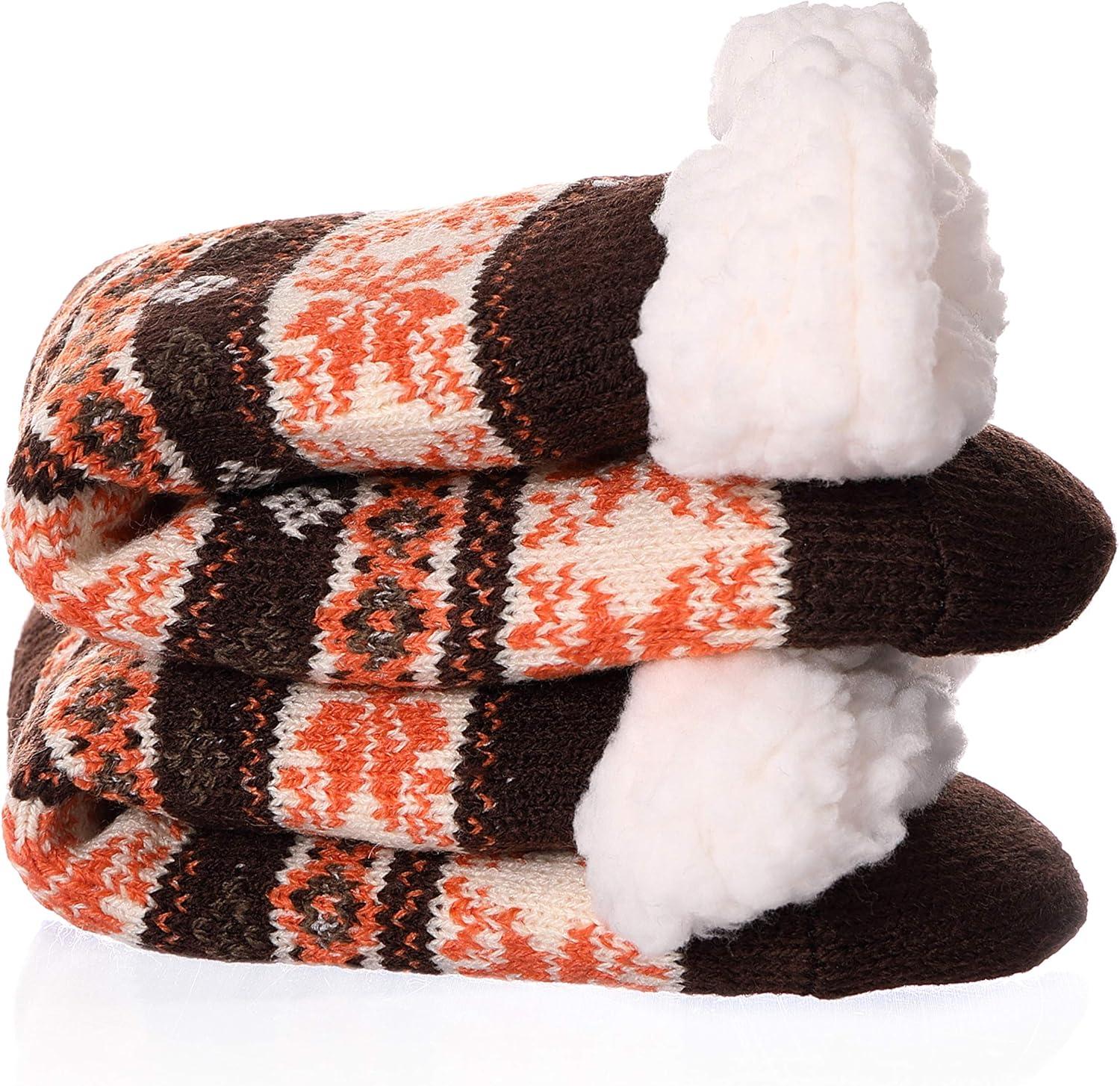 imageMOGGEI Girls Slipper Fuzzy Socks Kids Boys Fluffy Fleece Lined Warm Plush Sherpa Winter Child Home SocksOrange a