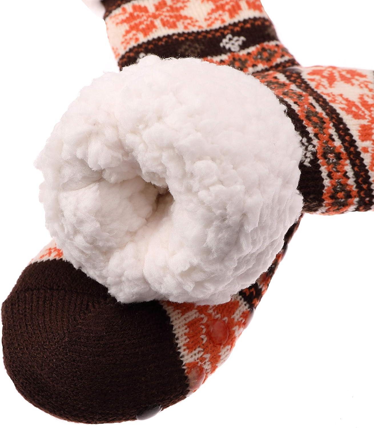 imageMOGGEI Girls Slipper Fuzzy Socks Kids Boys Fluffy Fleece Lined Warm Plush Sherpa Winter Child Home SocksOrange a