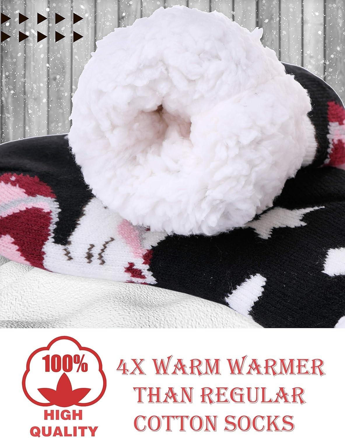 imageMOGGEI Girls Slipper Fuzzy Socks Kids Boys Fluffy Fleece Lined Warm Plush Sherpa Winter Child Home SocksUnicorn Bblack