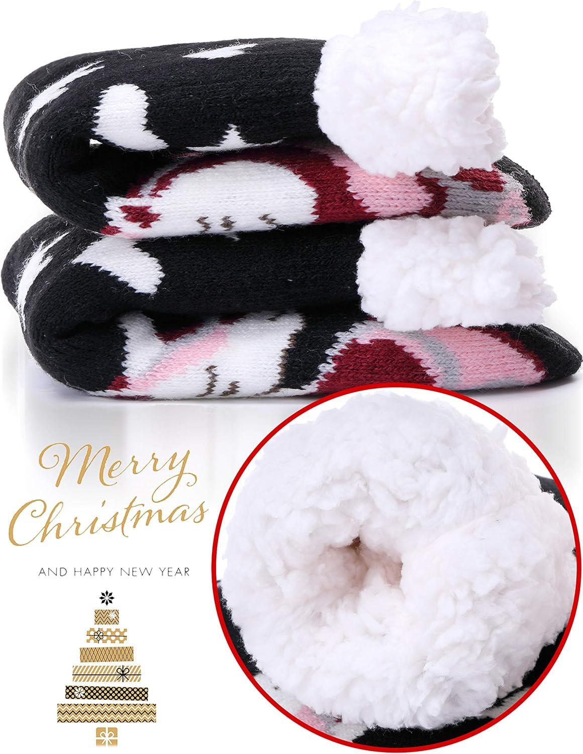 imageMOGGEI Girls Slipper Fuzzy Socks Kids Boys Fluffy Fleece Lined Warm Plush Sherpa Winter Child Home SocksUnicorn Bblack