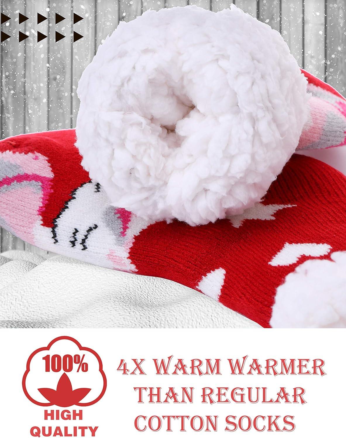 imageMOGGEI Girls Slipper Fuzzy Socks Kids Boys Fluffy Fleece Lined Warm Plush Sherpa Winter Child Home SocksUnicorn Bred