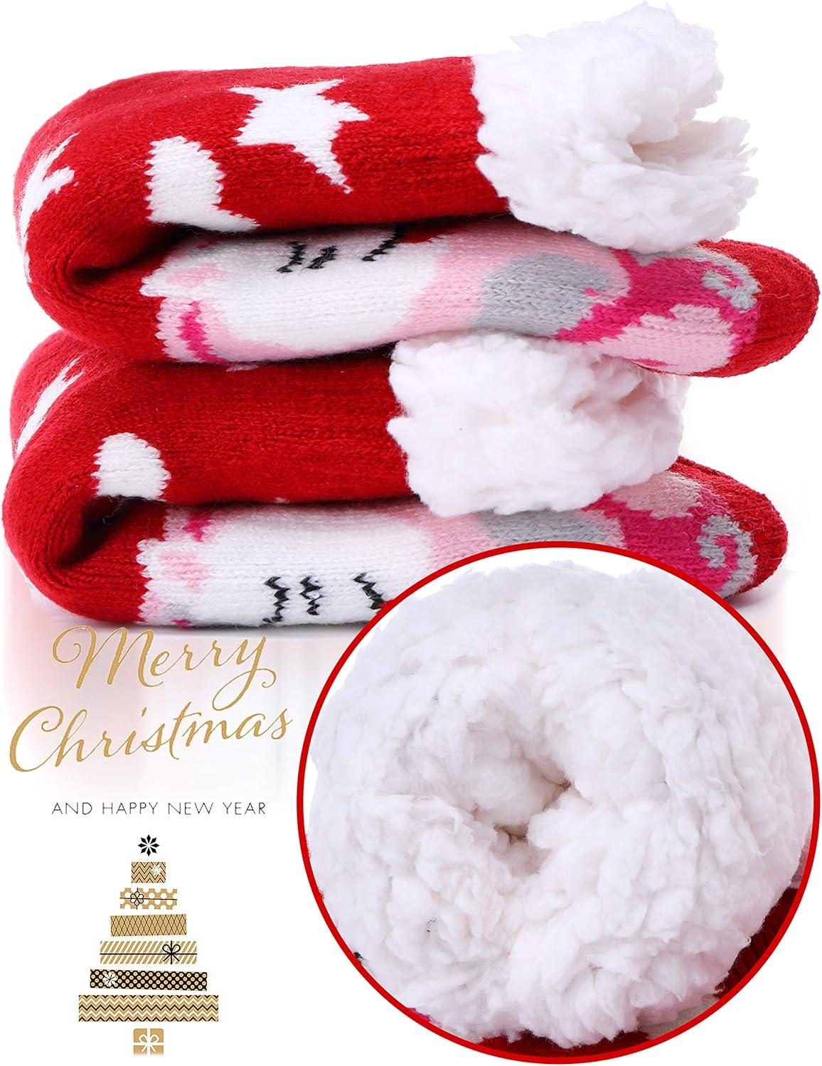 imageMOGGEI Girls Slipper Fuzzy Socks Kids Boys Fluffy Fleece Lined Warm Plush Sherpa Winter Child Home SocksUnicorn Bred