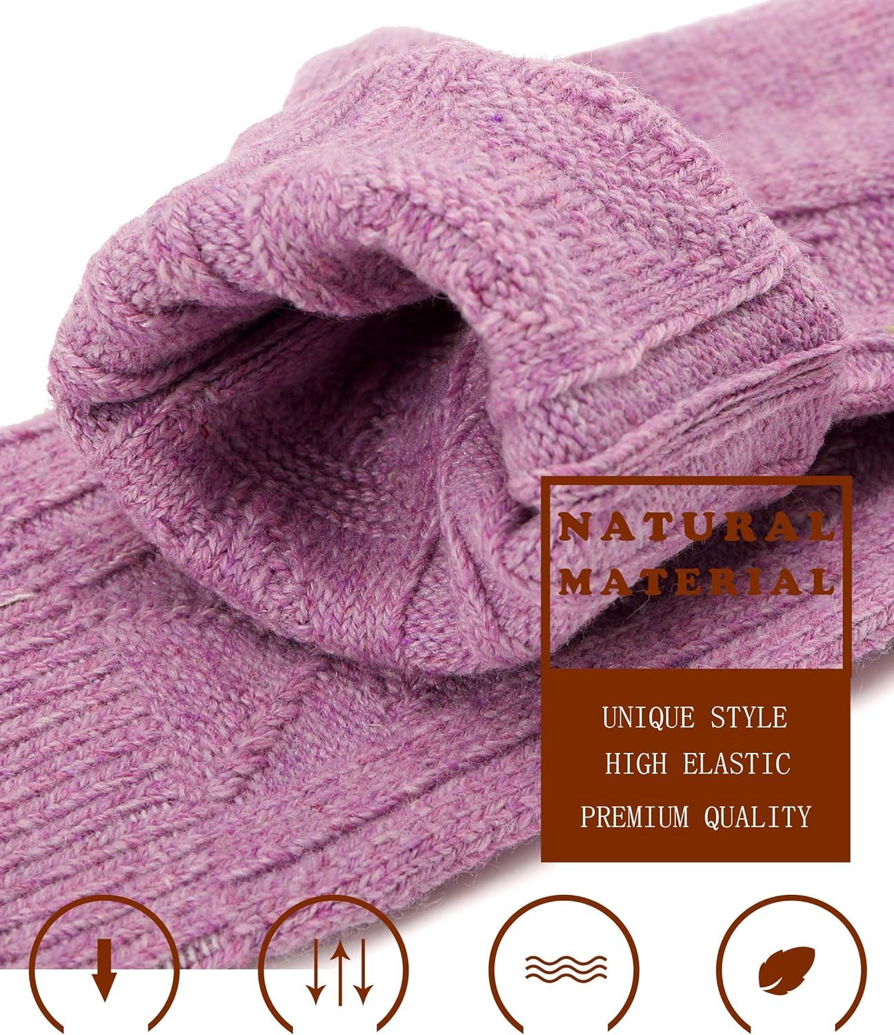 imageMOGGEI HLXFF3 Womens Wool Socks Warm Womens Socks Soft Boot Work Winter Long Cozy Comfy Socks for Cold Weather 5 Pack Color A