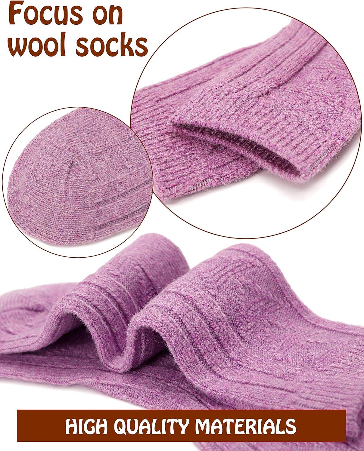 imageMOGGEI HLXFF3 Womens Wool Socks Warm Womens Socks Soft Boot Work Winter Long Cozy Comfy Socks for Cold Weather 5 Pack Color A