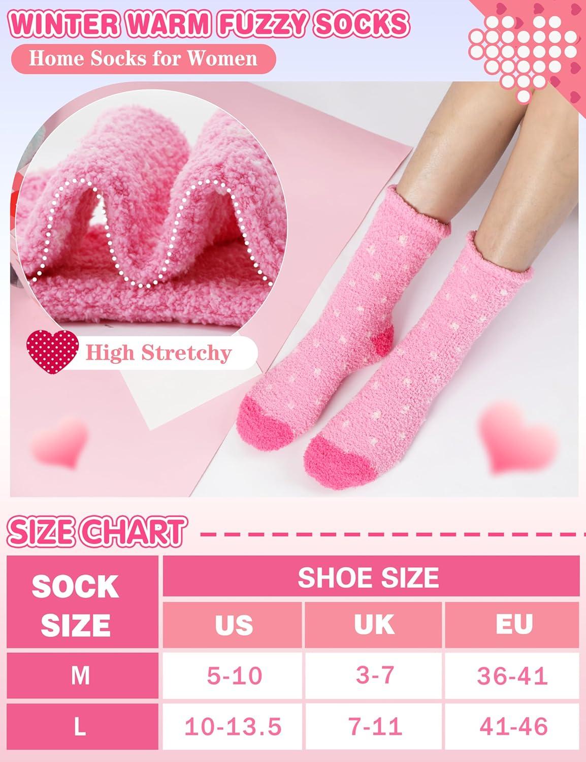 imageMOGGEI Women Fuzzy Fluffy Socks Thick Warm Winter Soft Cozy Plush Fleece Sleep Socks 5 PairsPink Heart