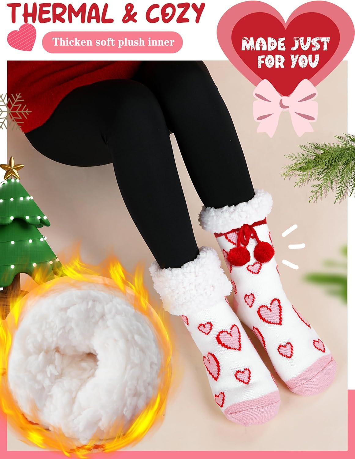 imageMOGGEI Womens Slipper Fuzzy Grips Socks Warm Fluffy Winter Thick Thermal Cozy Plush SocksWhite