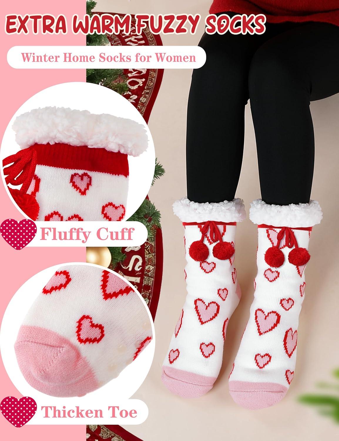 imageMOGGEI Womens Slipper Fuzzy Grips Socks Warm Fluffy Winter Thick Thermal Cozy Plush SocksWhite