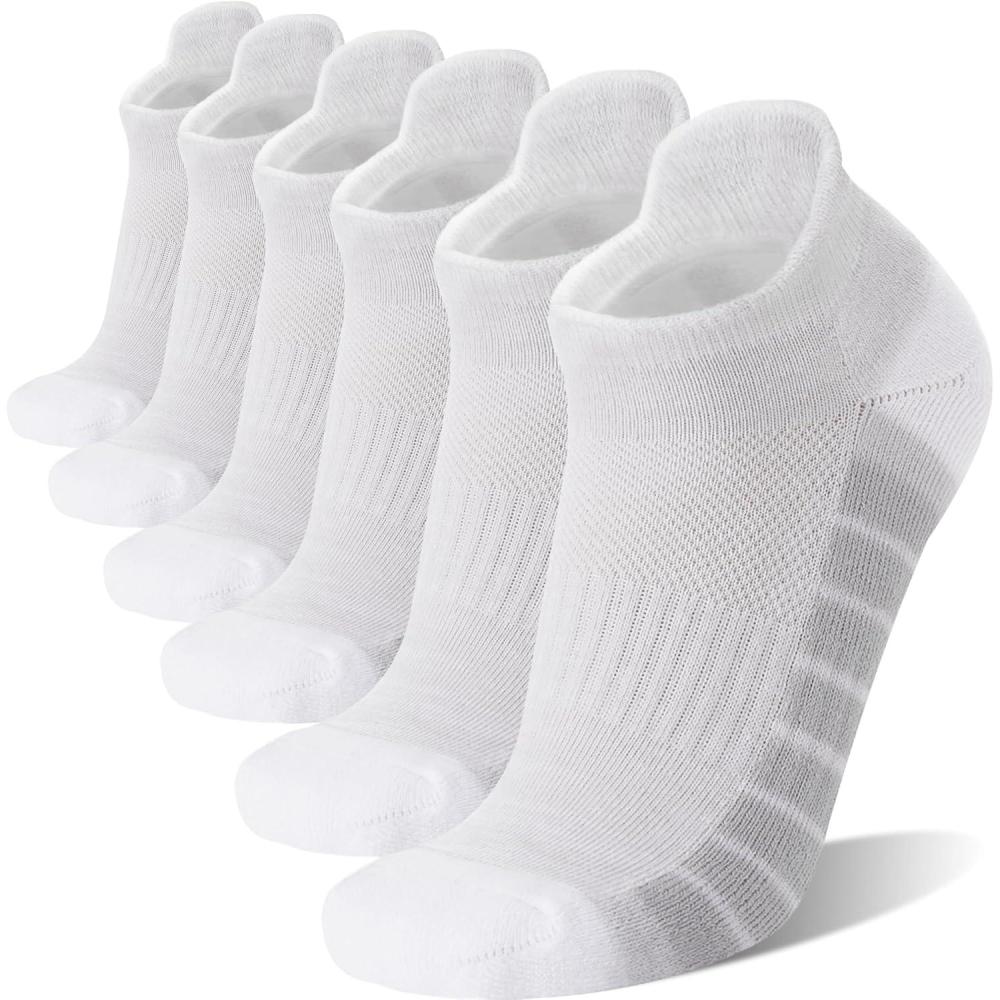 imageAnkle No Show Running Hiking Athletic Socks Sports Compression Cotton Cushioned Socks 6 Pairs for Women MenGrey White