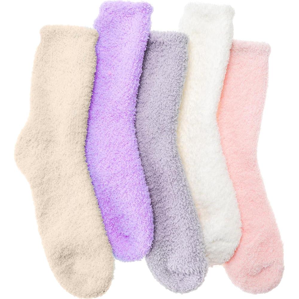 imageFuzzy Socks Fluffy Thick Warm Winter Soft Cozy Plush Sleep Home Fleece Cabin Soft House Socks for Women MenCandy Colors