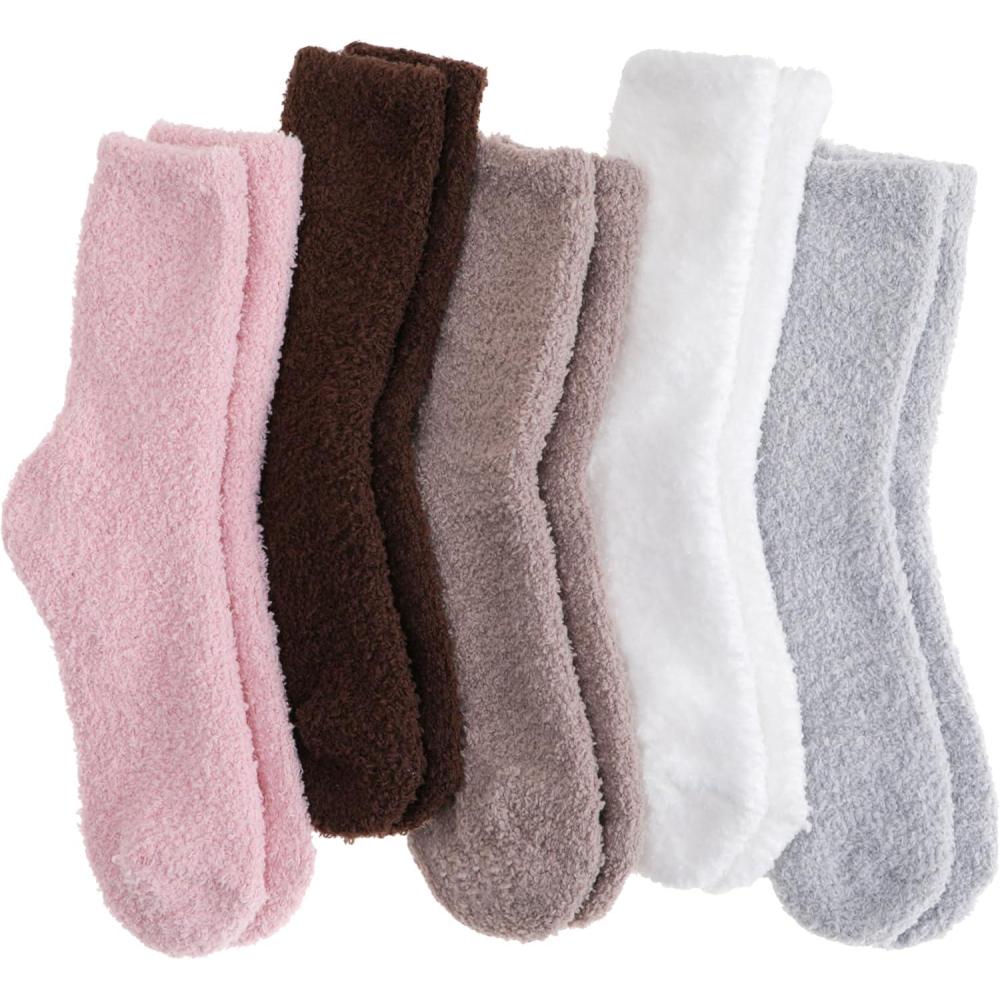 imageFuzzy Socks Fluffy Thick Warm Winter Soft Cozy Plush Sleep Home Fleece Cabin Soft House Socks for Women MenKhakiGreyBrownPinkWhite