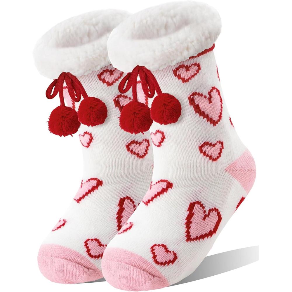 imageMOGGEI Womens Slipper Fuzzy Grips Socks Warm Fluffy Winter Thick Thermal Cozy Plush SocksWhite