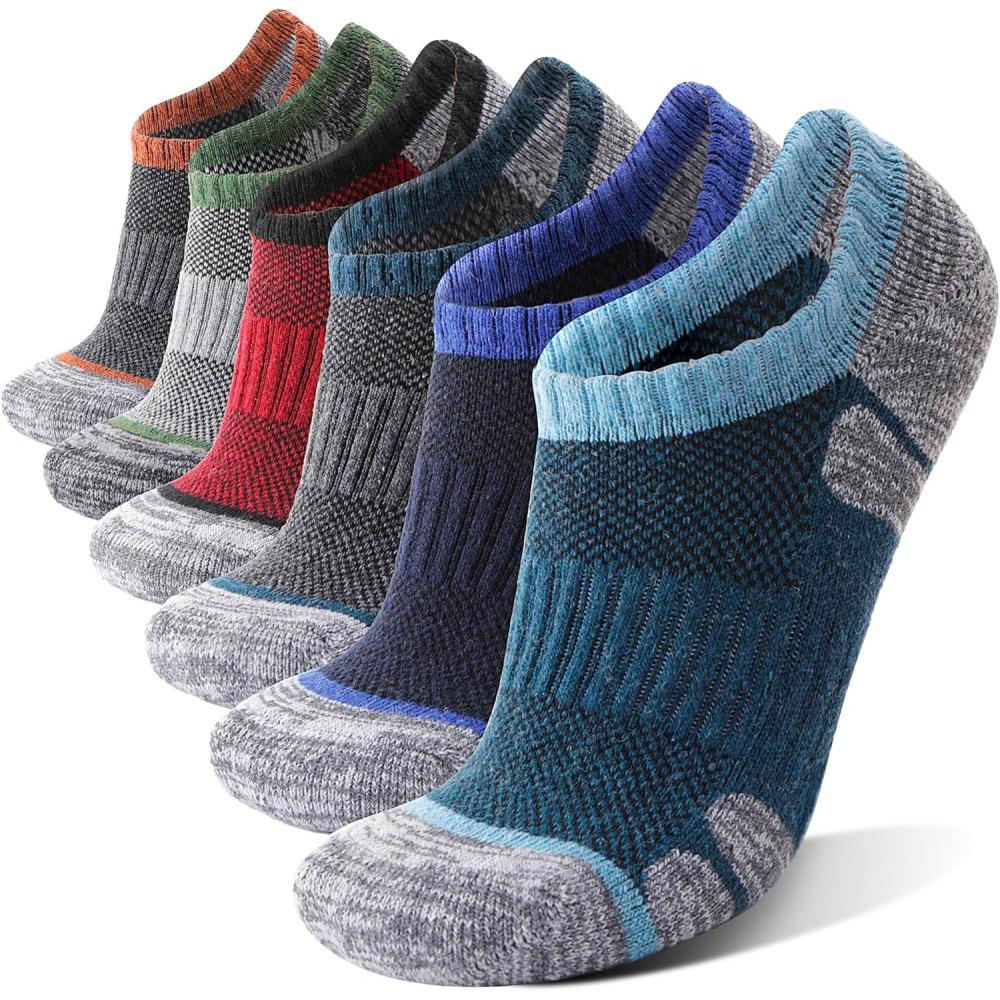 imageMerino Wool Hiking Running No Show Socks for Women Men Thick Warm Athletic Low Cut Thermal Ankle Socks 6 PairsAssorted