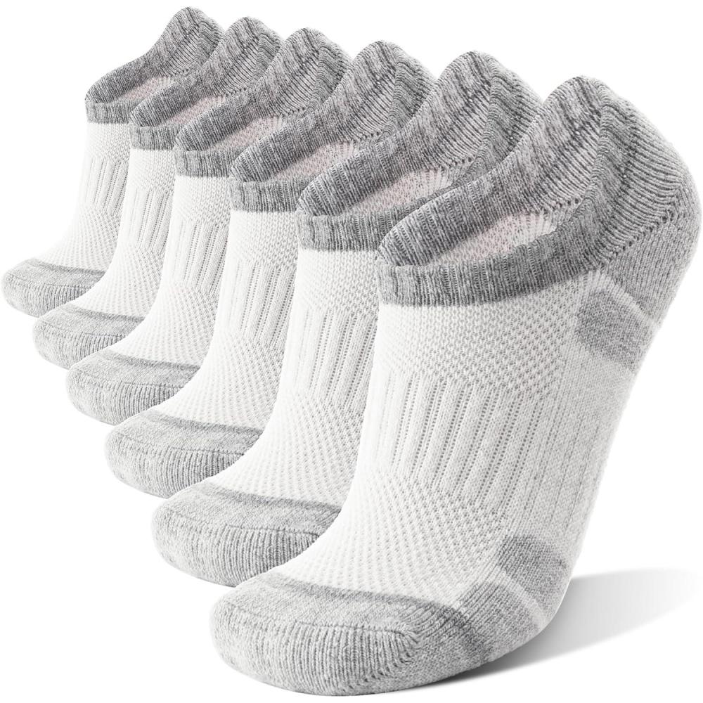 imageMerino Wool Hiking Running No Show Socks for Women Men Thick Warm Athletic Low Cut Thermal Ankle Socks 6 PairsGrey White