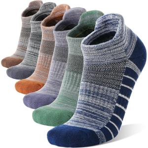 Ankle No Show Running Hiking Athletic Socks Sports Compression Cotton Cushioned Socks 6 Pairs for Women Men(Assorted)