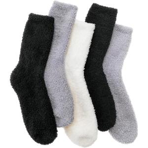 Fuzzy Socks Fluffy Thick Warm Winter Soft Cozy Plush Sleep Home Fleece Cabin Soft House Socks for Women Men(Black Grey White)