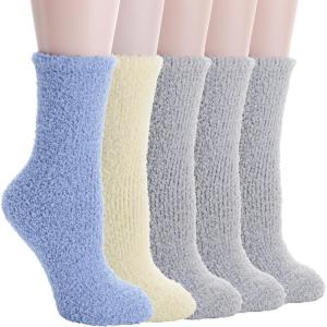 Fuzzy Socks Fluffy Thick Warm Winter Soft Cozy Plush Sleep Home Fleece Cabin Soft House Socks for Women Men(Grey/Light Yellow/Blue)