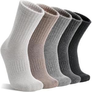 MOGGEI 5 Pairs Womens Merino Wool Socks Hiking Warm Winter Thick Thermal Crew Cozy Cabin Ladies Gift Comfy Boot Work Socks(Assorted)
