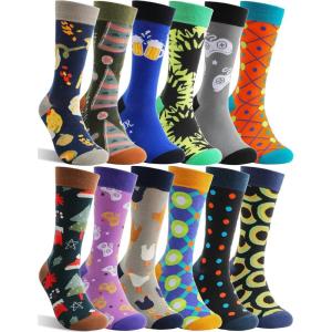 MOGGEI Funny Socks for Men Women Fun Cozy Crazy Novelty Fashion Breathable Printed Cotton Boot Socks(Cartoon (12 Pairs))