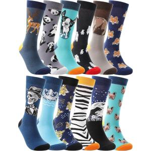 MOGGEI Funny Socks for Men Women Fun Cozy Crazy Novelty Fashion Breathable Printed Cotton Boot Socks(Cute – Animal Style A（12 Pairs）)