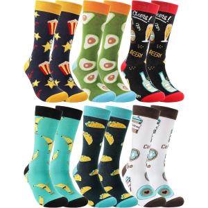MOGGEI Funny Socks for Men Women Fun Cozy Crazy Novelty Fashion Cotton Boot Breathable Printed 6 Pairs(Fruit – Drink B（6 Pairs）)