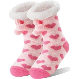 MOGGEI Womens Slipper Fuzzy Grips Socks Warm Fluffy Winter Thick Thermal Cozy Plush Socks(Light Pink)