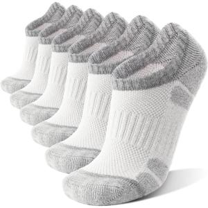Merino Wool Hiking Running No Show Socks for Women Men Thick Warm Athletic Low Cut Thermal Ankle Socks 6 Pairs(Grey White)
