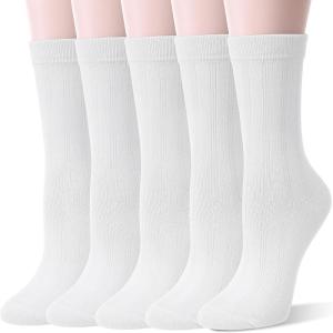 Thin Merino Wool Boot Socks Warm Winter Cozy Comfy Breathable Work Casual Socks for Women 5 Pairs(White)