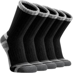5 Pairs Merino Wool Hiking Socks Thermal Warm Winter Cozy Moisture Wicking Cushioned Socks for Men(Black)